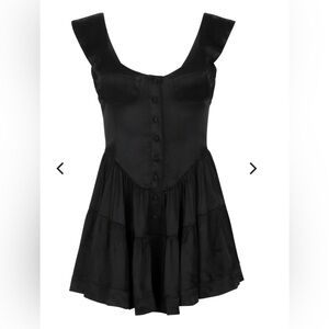 Vanessa Mooney ELISABETH ROMPER DRESS - BLACK SATIN